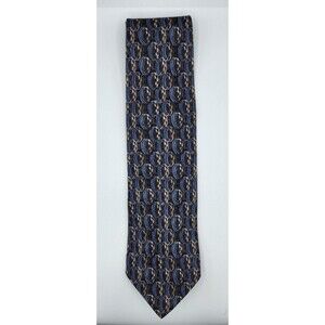 Ermenegildo Zegna 100% Silk Necktie Made in Italy - Blue / Brown Geometric
